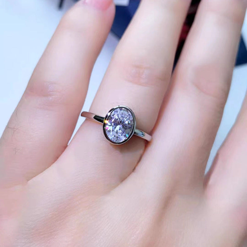 Oval White Diamond Ice Flower Cut Wedding Ring For Women